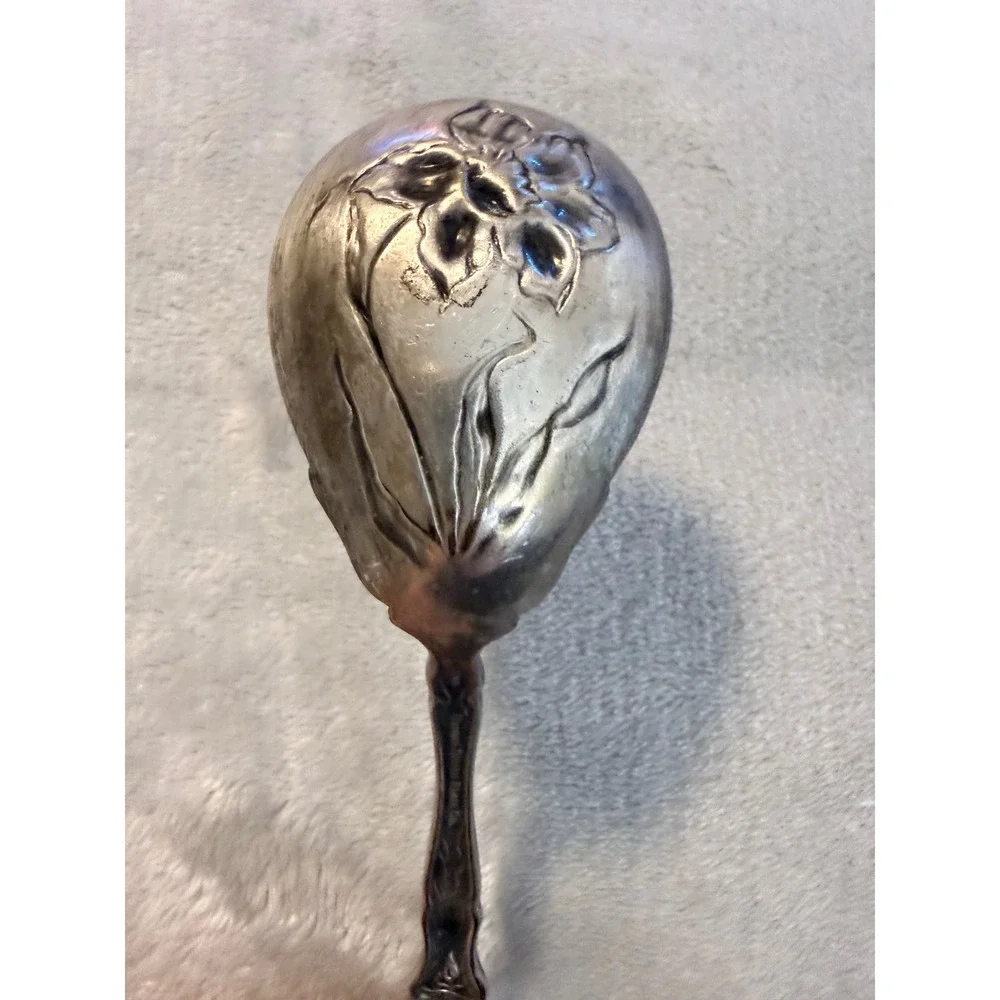 Oxford Silver Plate Co Narcissus 1908 Art Nouveau Berry Serving Spoon Floral